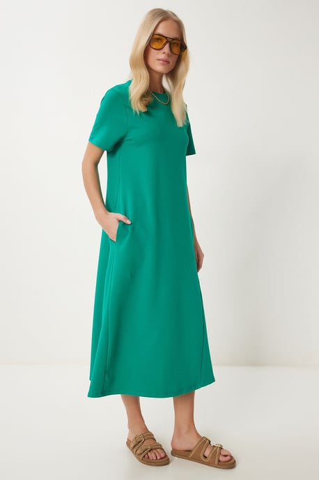 Midikleid mit kurzen Ärmeln und Rundhalsausschnitt - Image 2