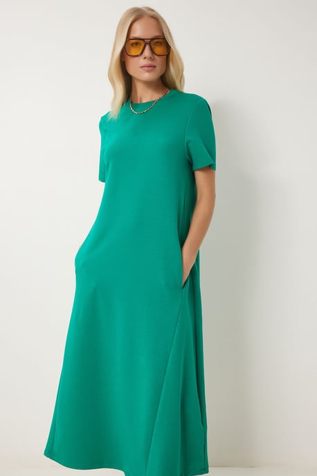 Midikleid mit kurzen Ärmeln und Rundhalsausschnitt - Image 3
