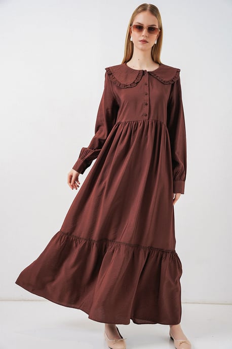 Maxikleid mit Babykragen und Knopfverschluss - Image 3