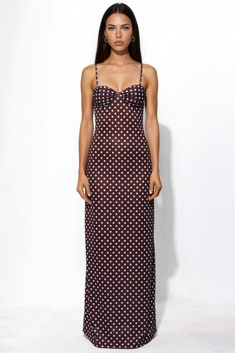 Punkte-Maxi-Kleid mit Herzkragen - Image 1