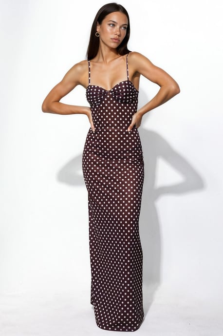 Punkte-Maxi-Kleid mit Herzkragen - Image 2