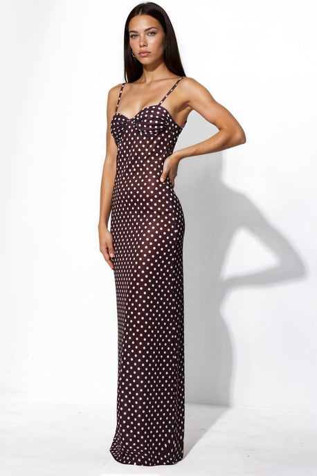 Punkte-Maxi-Kleid mit Herzkragen - Image 4