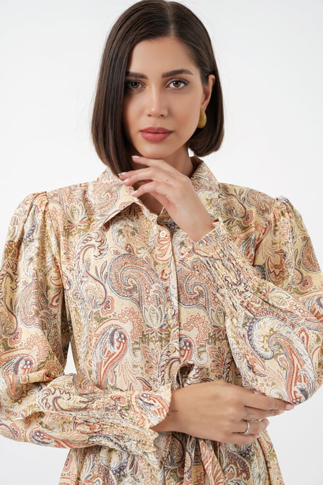 Paisley-Gürtel-Midi-Hemdkleid - Image 2