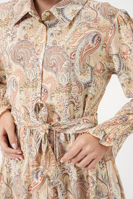 Paisley-Gürtel-Midi-Hemdkleid - Image 4