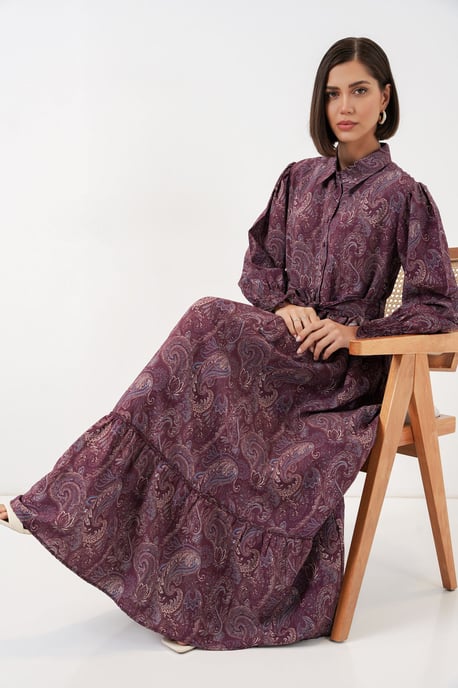 Paisley Gürteltuch Midi Hemdkleid - Image 2