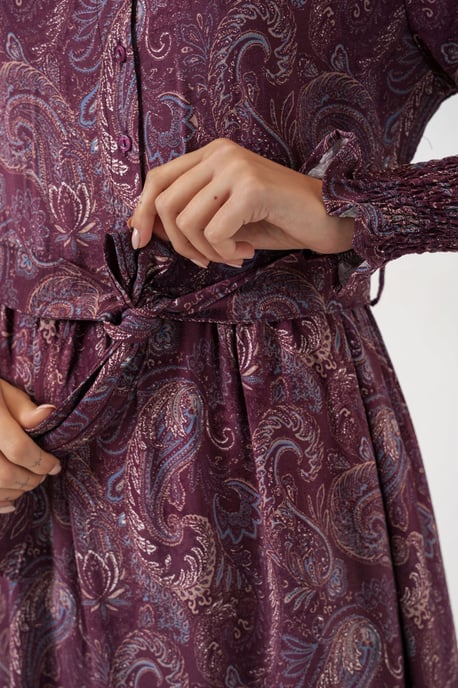 Paisley Gürteltuch Midi Hemdkleid - Image 6