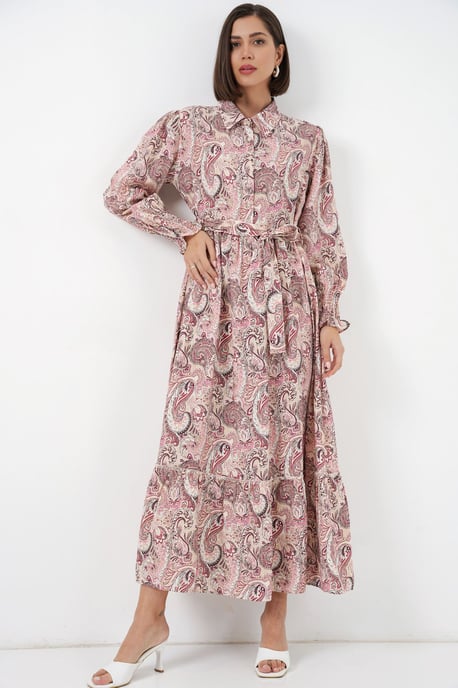 Paisley-Midikleid mit Gürtel - Image 1
