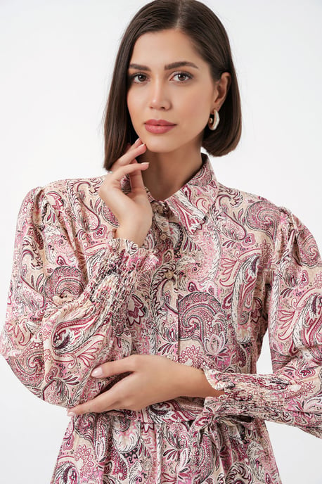 Paisley-Midikleid mit Gürtel - Image 2