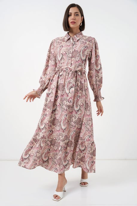 Paisley-Midikleid mit Gürtel - Image 3