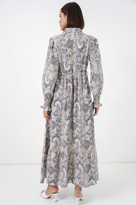 Paisley Gürtelt-Kleid Midi-Shirt - Image 6