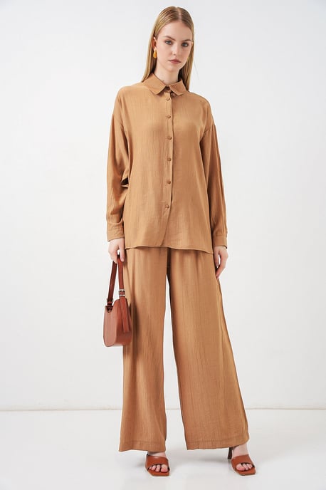 Strukturiertes Button-Down Langarmhemd - Image 1