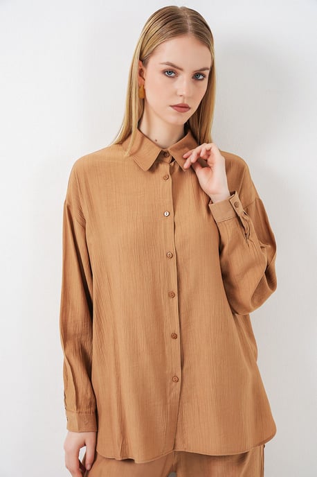 Strukturiertes Button-Down Langarmhemd - Image 2
