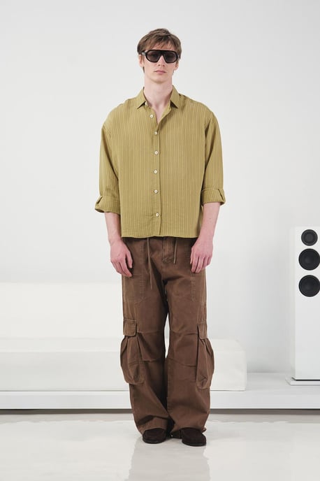 Giesto Gestreiftes Langarmhemd - Khaki - Image 2