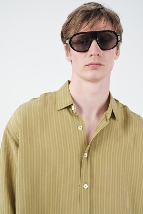 Giesto Gestreiftes Langarmhemd - Khaki - Image 4