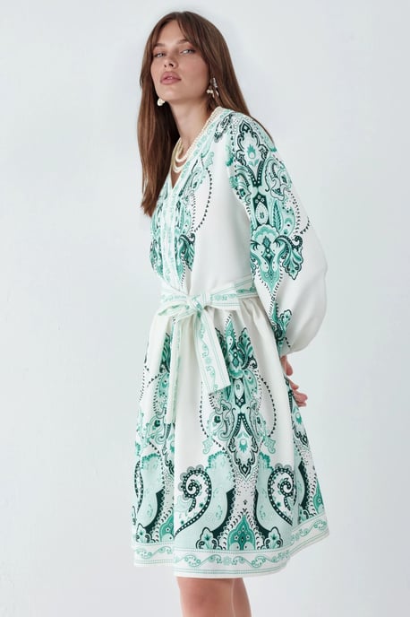 Gemustertes A-Linien-Minikleid - Image 2