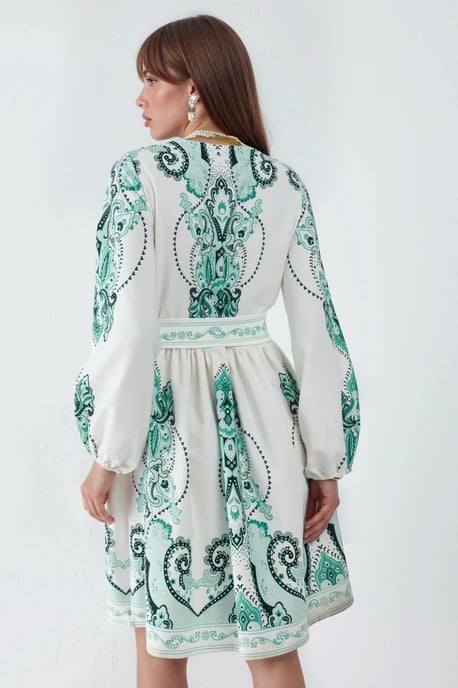 Gemustertes A-Linien-Minikleid - Image 3