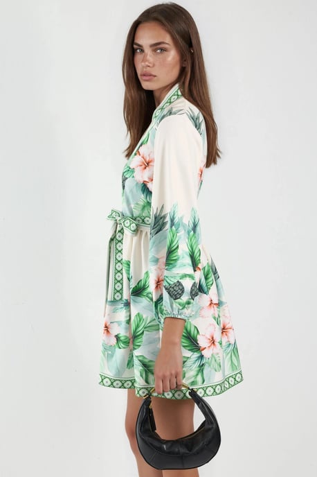 Blumiges A-Linie Mini-Kleid - Image 2
