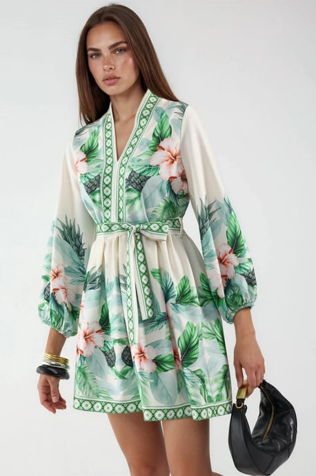 Blumiges A-Linie Mini-Kleid - Image 3