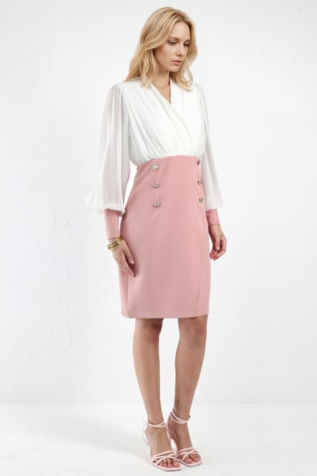 V-Ausschnitt Midi-Kleid mit Knopfdetails - Image 3