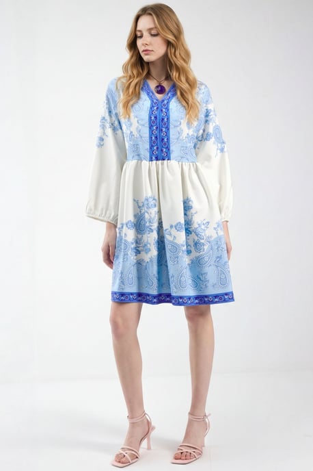 Mustered A-Linien Mini-Kleid - Image 5