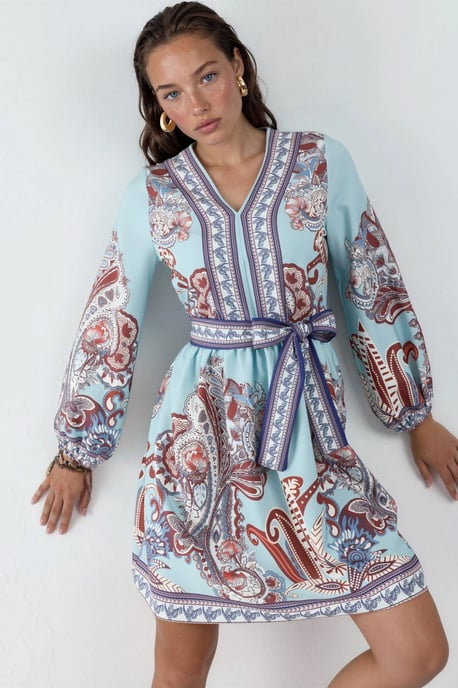 Gemustertes A-Linien-Minikleid - Image 1