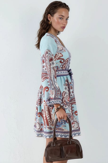 Gemustertes A-Linien-Minikleid - Image 2