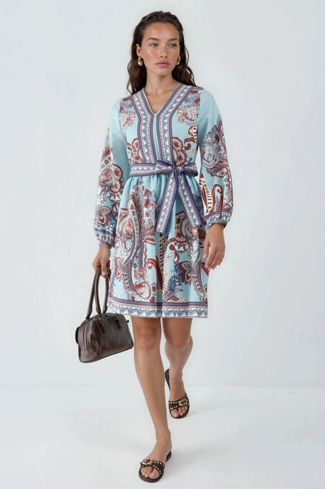 Gemustertes A-Linien-Minikleid - Image 4