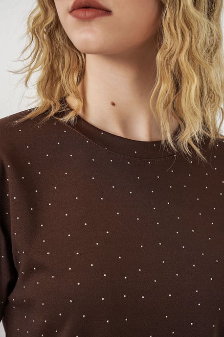 Polka-Dot-Printed Rundhalsausschnitt T-Shirt - Image 5