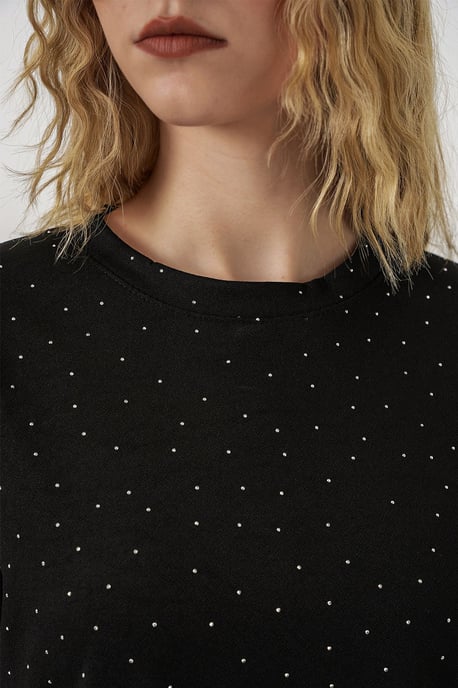 Punkte-Muster Bedrucktes Rundhals-T-Shirt - Image 5