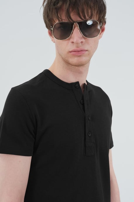 Slim Fit Rundhals Baumwoll-T-Shirt - Image 2