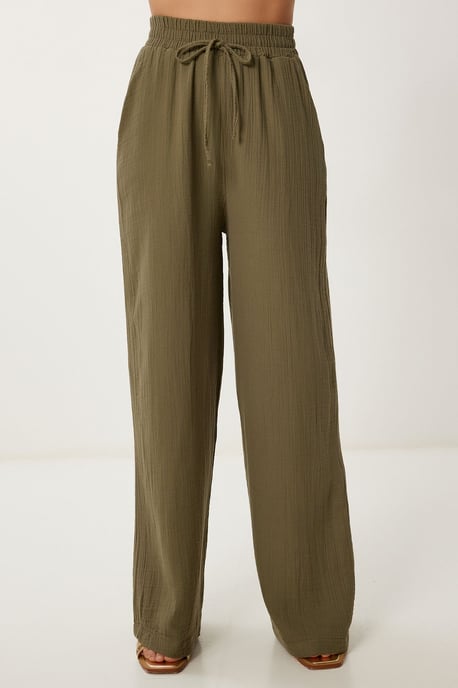 Weite Hosen mit Bindegürtel und Bindungsdetails - Image 3