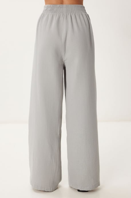 Wide Leg Drawstring Waist Pants with Binding Detail - Image 5
