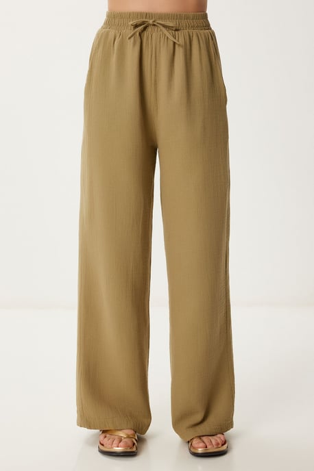Weite Hosen mit Bindegürtel und Bindungsdetails - Image 3