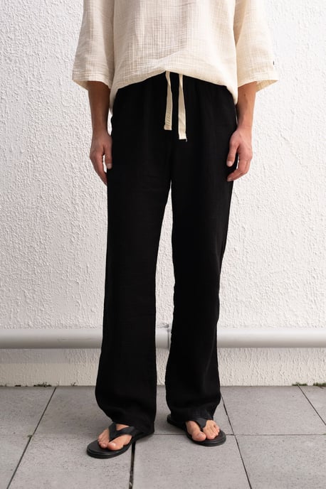 Herren Baumwollweite Hose mit Kordelzugbund - Image 1