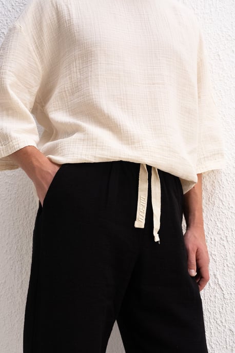 Herren Baumwollweite Hose mit Kordelzugbund - Image 2