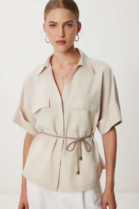 Lässiges Shirt mit Kordelzug und Bindedetail - Image 1