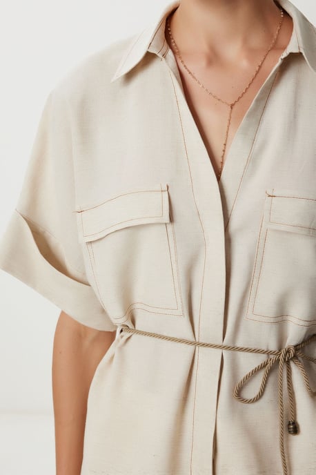 Lässiges Shirt mit Kordelzug und Bindedetail - Image 4