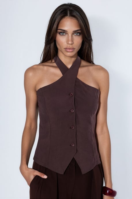 Modal-Mix Halter-Tie Fitted Weste - Image 1