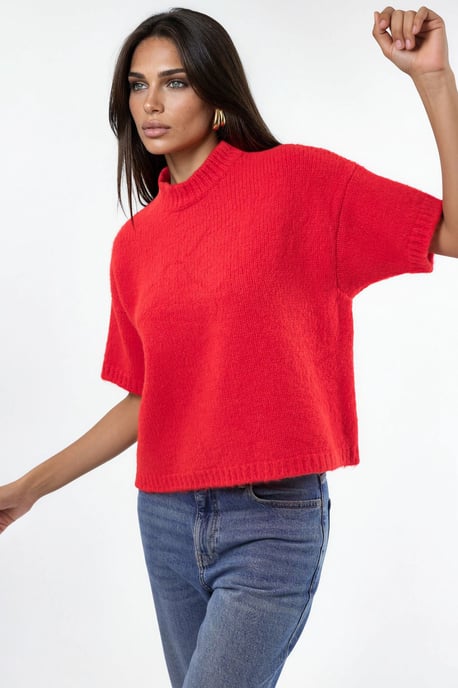 Lässiger Schnitt Rundhals-Strickpullover - Image 1