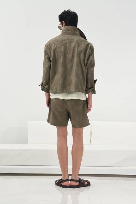 Blumen-Jacquard-Knopfhemdkragenjacke - Image 4