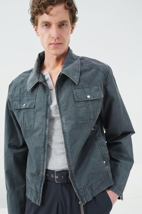 Regulär geschnittene Baumwolljacke mit Reißverschluss - Image 4