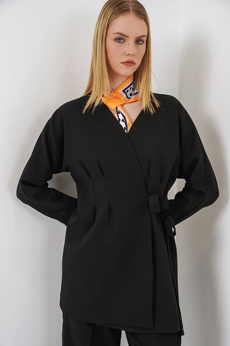 Langes Gürteltuch V-Ausschnitt Jacket - Image 2