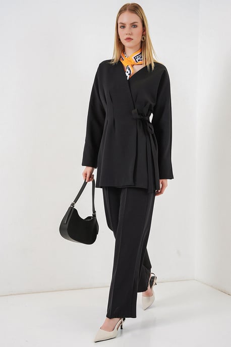 Langes Gürteltuch V-Ausschnitt Jacket - Image 3