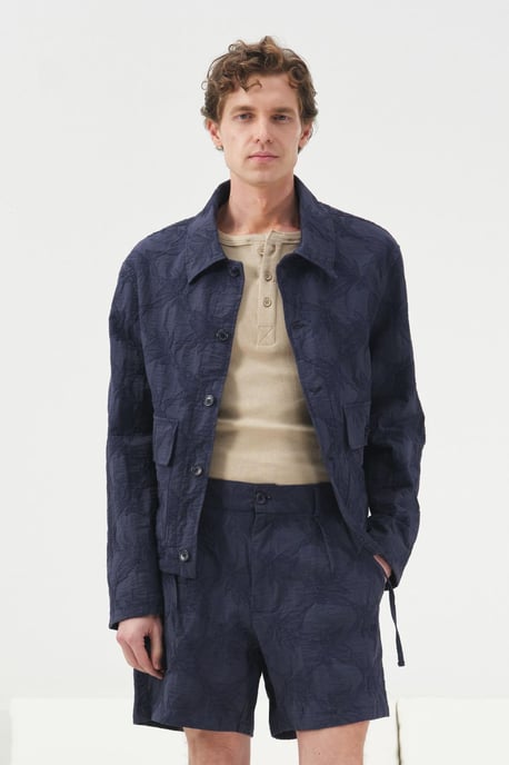 Giesto Jacke mit Jacquardmuster und Knopfverschluss - Marineblau - Image 1