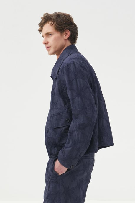 Giesto Jacke mit Jacquardmuster und Knopfverschluss - Marineblau - Image 2