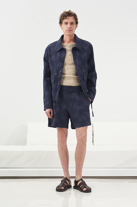 Giesto Jacke mit Jacquardmuster und Knopfverschluss - Marineblau - Image 4
