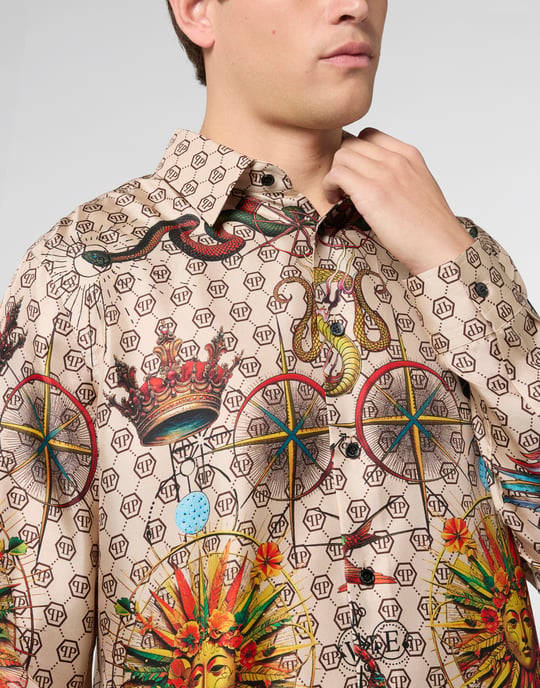 Silk Pajamas Shirt Monogram Tattoo - Image 3