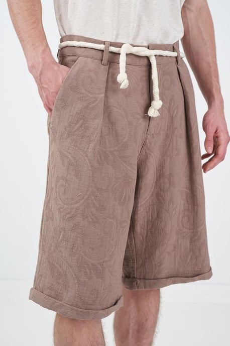 Texturierte Mid-Waist Weite Shorts - Image 2