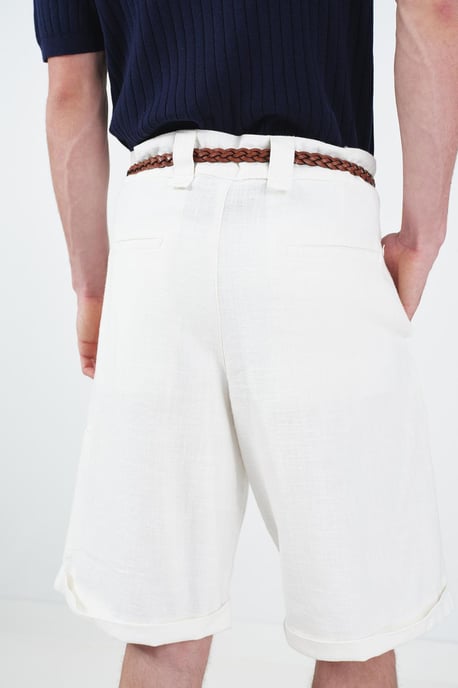 Hochtaillierte weite Baumwoll-Chino-Shorts - Image 3