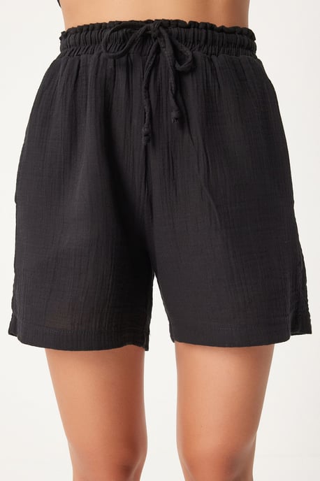 Hochtaillierte Weite Baumwollshorts - Image 4
